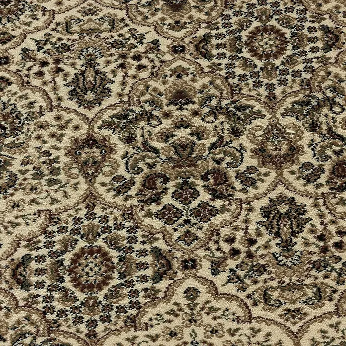 Kurzflorteppich Kashmir 2602Beige, 150 x 80 cm, 100% Polypropylen - Teppich mit floralem Muster in Beige- und Brauntönen, ideal für ein gemütliches Ambiente.