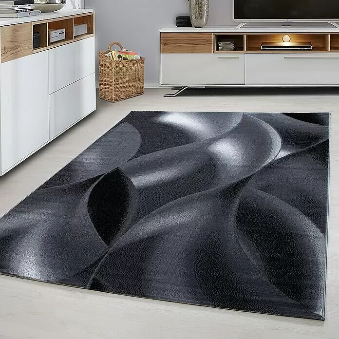 Kurzflorteppich Plus 8008 - Schwarz, 370 x 280 cm, 100 % Polypropylen - Stimmungsaufnahme