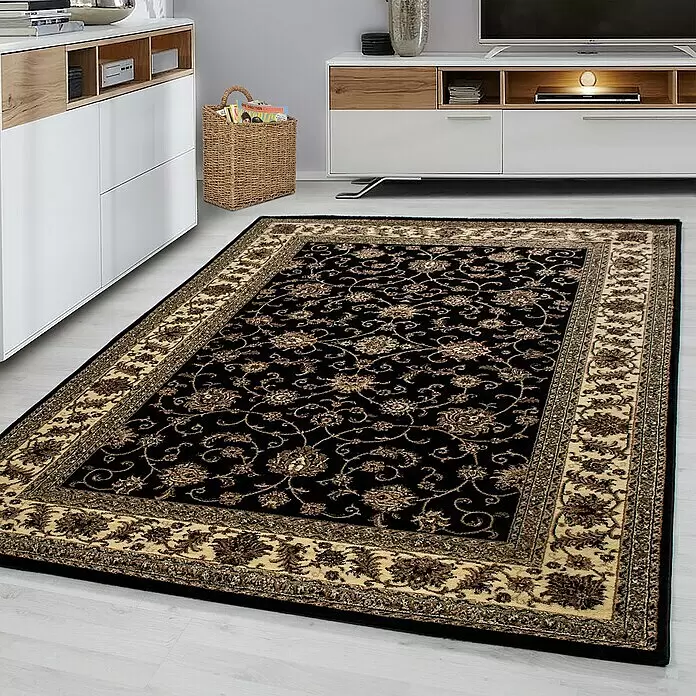Kurzflorteppich Orient-Optik Marrakesh 0210Schwarz, 170 x 120 cm, 100% Polypropylen