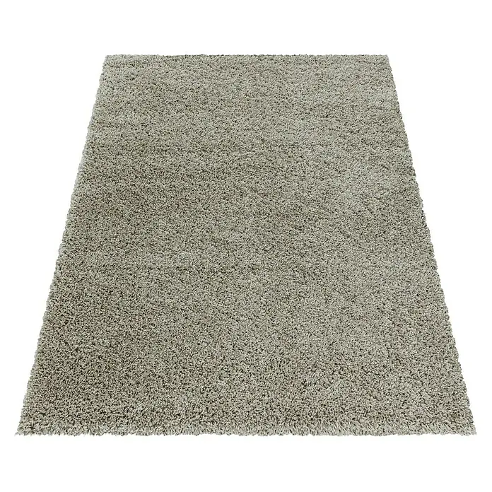 Hochflorteppich Sydney 3000 - Natur, 170 x 120 cm, 100% Polypropylen - Nahaufnahme eines rechteckigen, hochflorigen Teppichs in neutralem Grau mit deutlicher Textur.