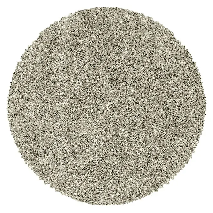 Hochflorteppich Sydney 3000 - Natur, Durchmesser: 80 cm, 100% Polypropylen - Runder, hellgrauer Teppich mit hochflorigem Flor. Der Teppich sorgt für ein weiches und gemütliches Gefühl unter den Füßen.