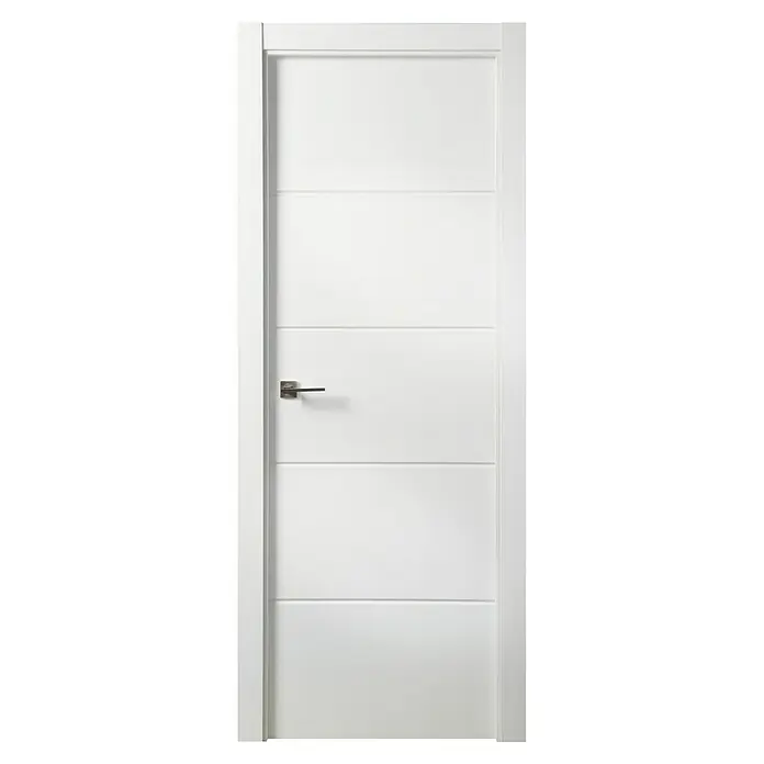 Solid Elements Puerta interior Mannheim - 72,5 x 203 cm, Derecha, Blanco, Maciza - Elegante puerta blanca con paneles horizontales y un tirador moderno. Ideal para un hogar elegante con decoración contemporánea.