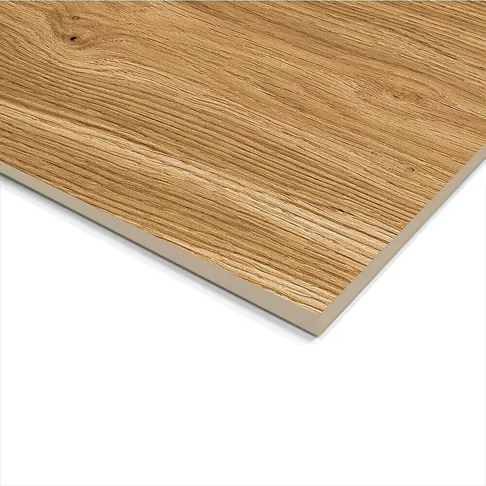 Atlas Concorde Solution Living Nature Feinsteinzeugfliese Twist Rovere - 22,5 x 90 cm, Beige, Matt - Nahaufnahme einer hellbraunen Holzoptik-Fliese mit feiner Maserung, ideal für moderne Innenräume.