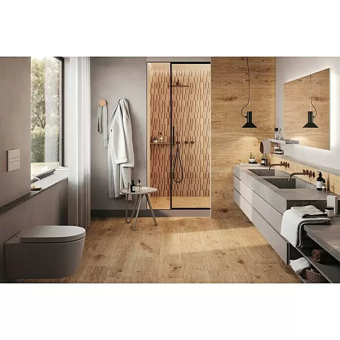 Atlas Concorde Solution Feinsteinzeugfliese Kortex Golden - 22,5 x 90 cm, Hellbraun, Matt - Stimmungsaufnahme