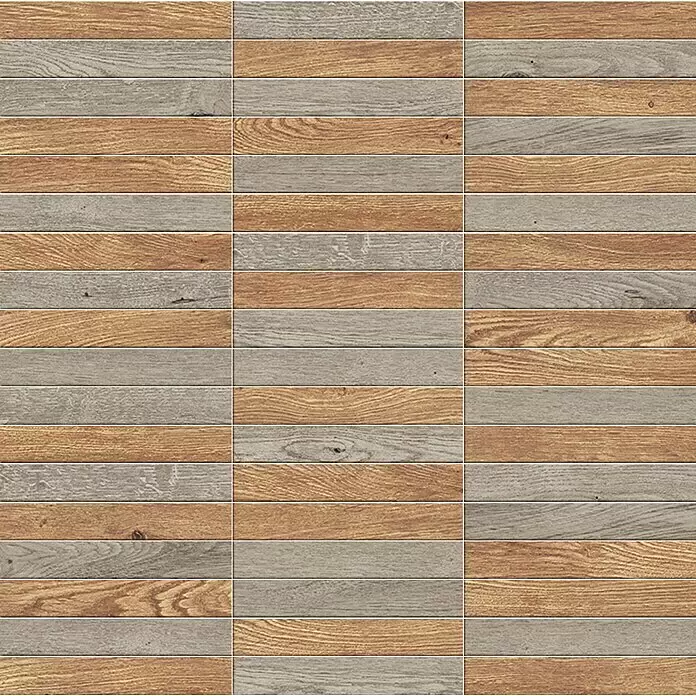 Atlas Concorde Solution Mosaikfliese Wood Cold - 30 x 30 cm, Braun/Dunkelbraun, Matt - Detailaufnahme