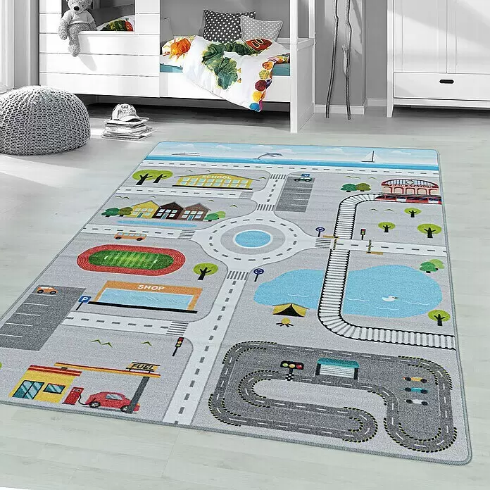 Kinderteppich Play 2902Grau, 170 x 120 cm, 100% Polyamide