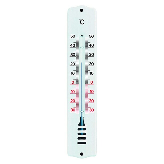 Thermometer Innen/ Aussen Metall (27.9 x 6.7 x 1.5 cm, Metall, weiss)