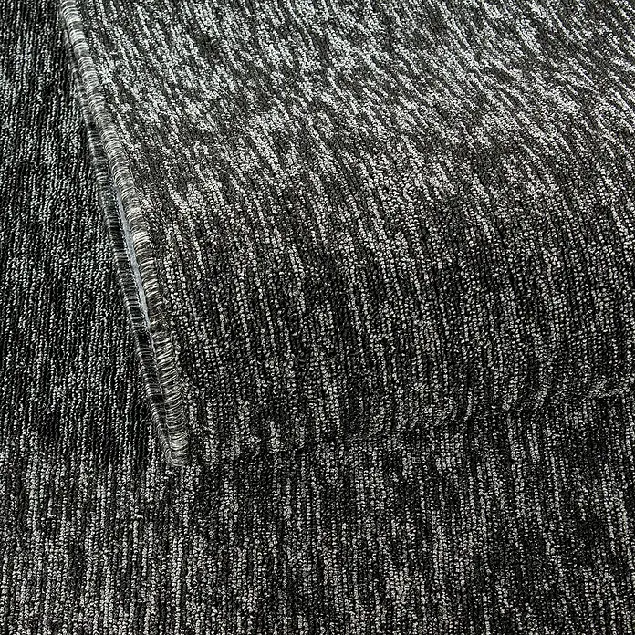Kurzflorteppich Nizza - Anthrazit, Durchmesser: 200 cm, 100 % Polypropylen - Detailaufnahme eines grauen Teppichs mit strukturiertem Muster, der eine weiche und einladende Textur zeigt.