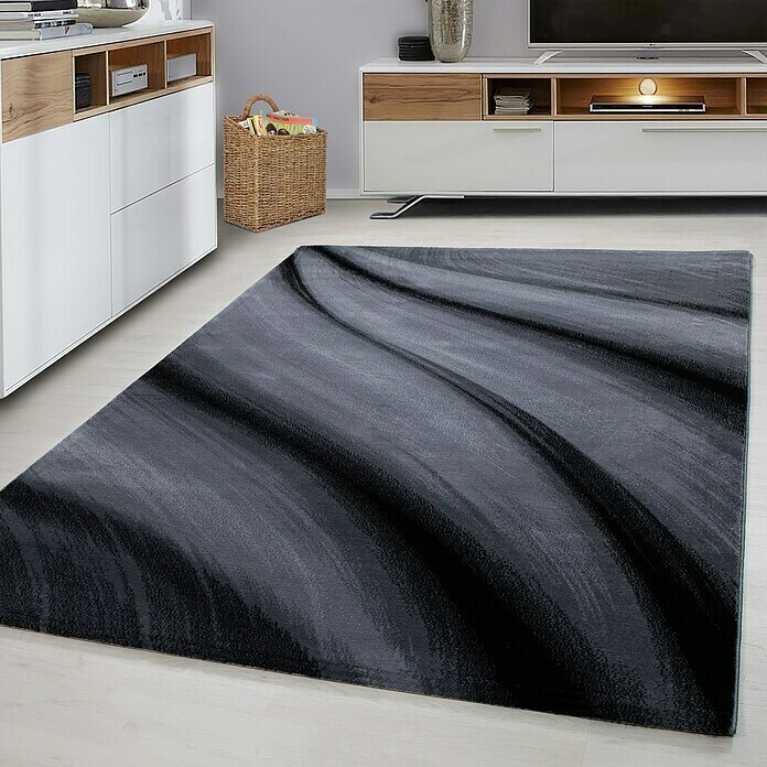 Kurzflorteppich Miami (Schwarz/Grau, 200 x 140 cm, 100 % Polypropylen) | BAUHAUS