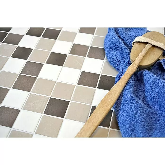 Mosaikfliese Quadrat Mix CD 218 - 30,6 x 30,6 cm, Braun/Weiß, Matt - Detailaufnahme