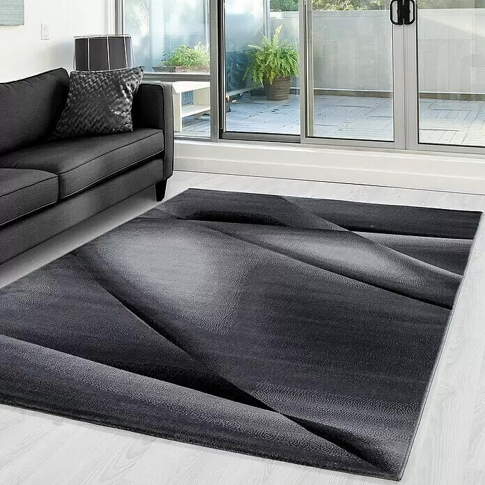 Kurzflorteppich Miami - Schwarz, 200 x 140 cm, 100 % Polypropylen - Stimmungsaufnahme