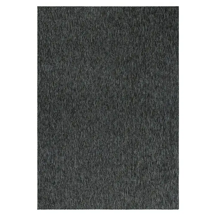 Flachgewebeteppich Nizza 1800 - Anthrazit, 100 x 60 cm, 100% Polypropylen - Nahaufnahme eines stilvollen, dunkelgrauen Teppichs mit feiner Textur, ideal für moderne Wohnräume.