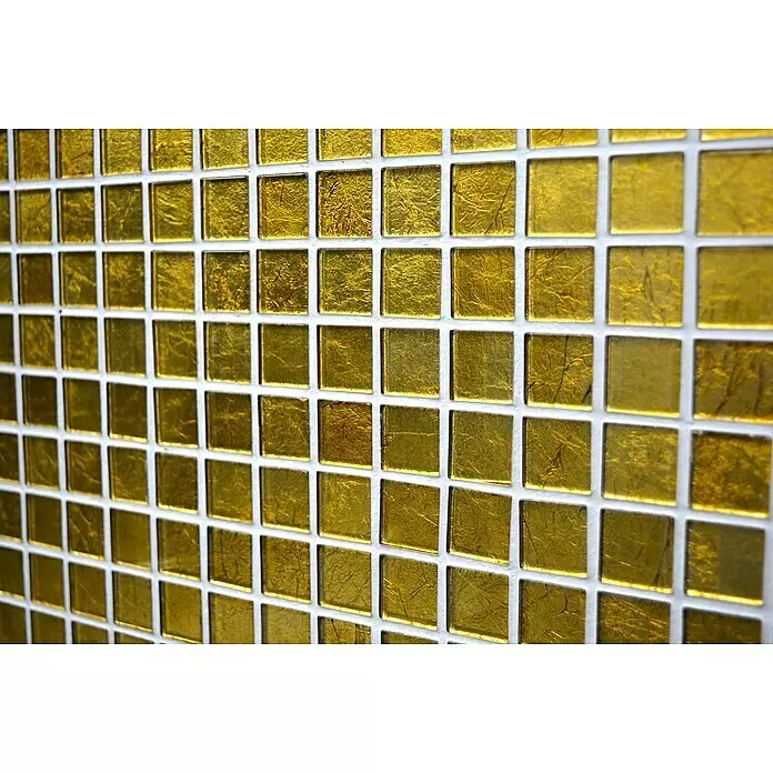 Mosaikfliese Quadrat Crystal Uni CM 4GO10 - 30 x 30 cm, Gold, Glänzend - Detailaufnahme