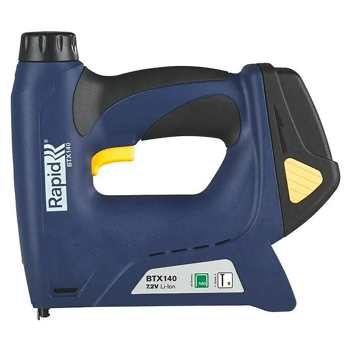 Rapid Akku-Tacker BTX140 - 7,2 V, 1 Akku, 1.300 mAh, Klammertiefe: 6 mm - 14 mm - Das Rapid BTX140 Akku-betriebene Klammergerät: Vielseitig, leicht und ideal für Polsterarbeiten und Dekorationen. Für feine und grobe Klammern.