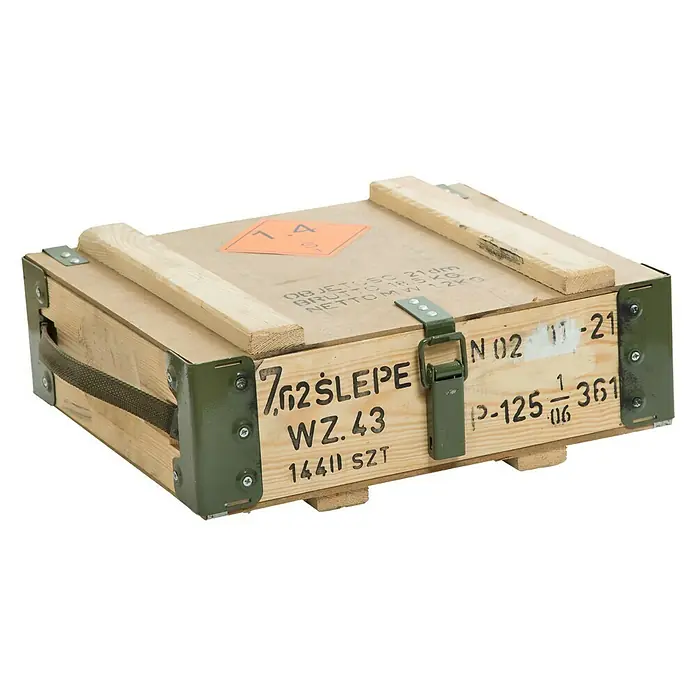 Holzkiste - L x B x H: 40 x 35 x 15 cm, Braun - Holzkiste mit militärischer Beschriftung.