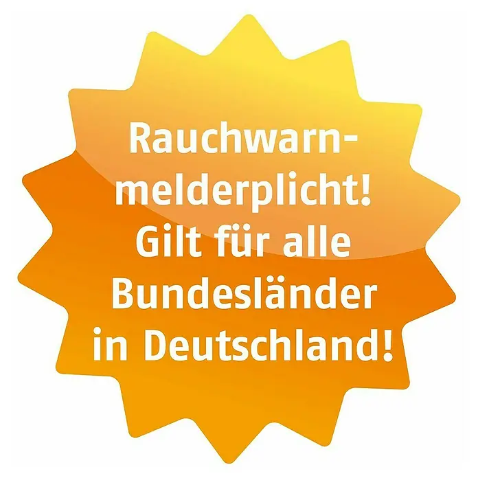 Abus Rauchwarnmelder RWM150 - Durchmesser: 10 cm, Batterielaufzeit: 10 Jahre, Alarmsignal: 85 dB - Aufkleber zur Rauchwarnmelderpflicht in allen Bundesländern Deutschlands.