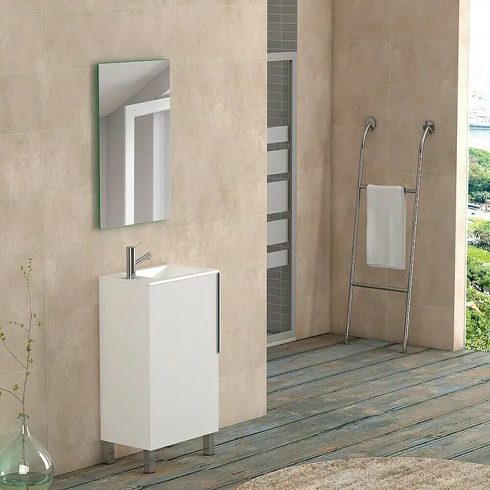 Conjunto de mueble de baño Seúl - Blanco, 3 pzs. - Lavabo de baño moderno con espejo y toallero. El lavabo blanco es elegante y combina bien con el estilo moderno.