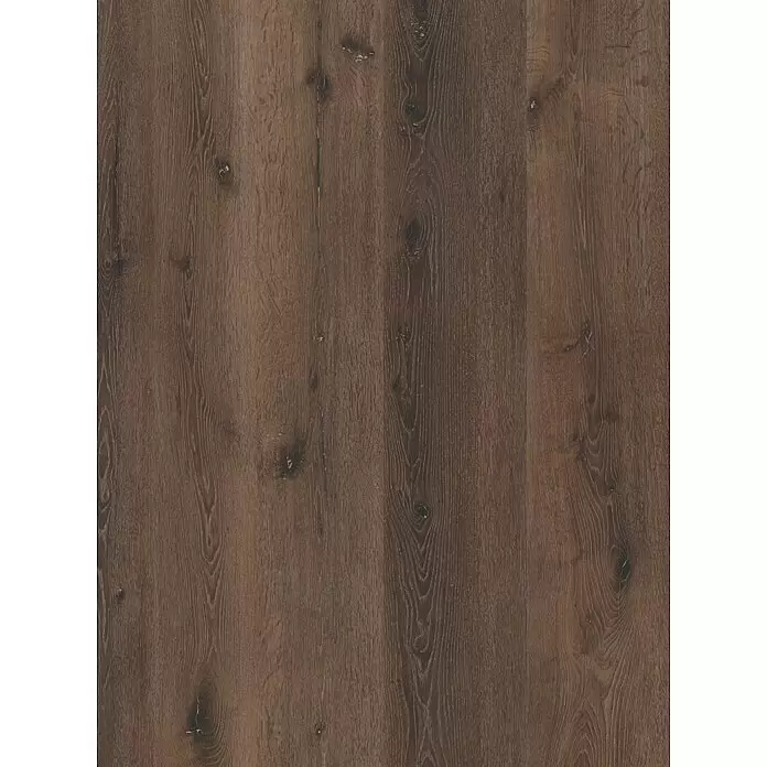 Vinylboden Strong SPC Structure - Mississippi, Landhausdiele, 1.220 x 228 x 3,8 mm - Dunkelbrauner Holzboden mit ausgeprägter Maserung und sichtbaren Ästen.