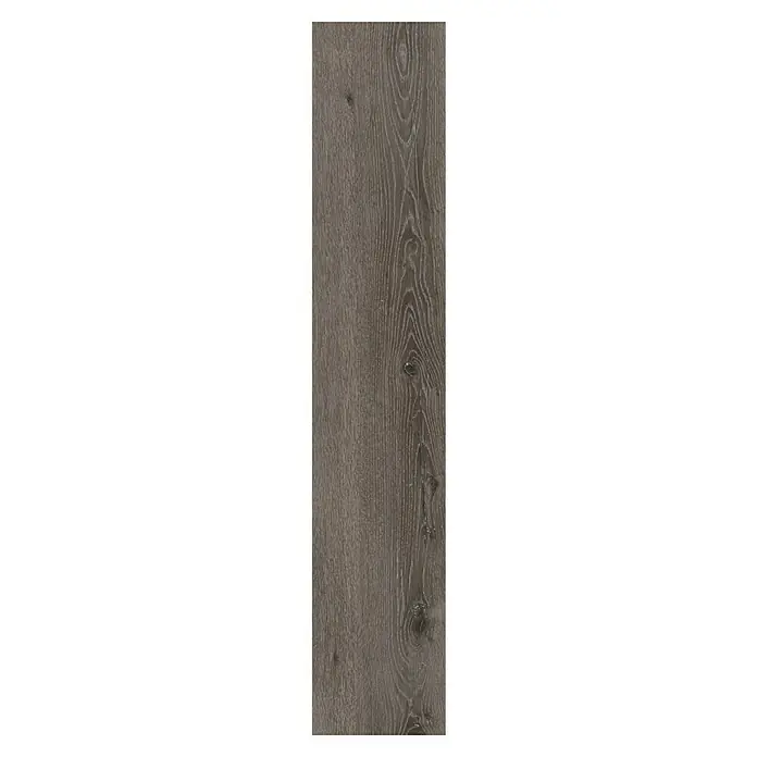 Vinylbodenmuster Strong SPC Structure Oklahoma300 x 228 x 3,8 mm, Landhausdiele - Nahaufnahme einer einzelnen Diele aus gealtertem Eichenparkett mit einer markanten Maserung und Farbvariationen.