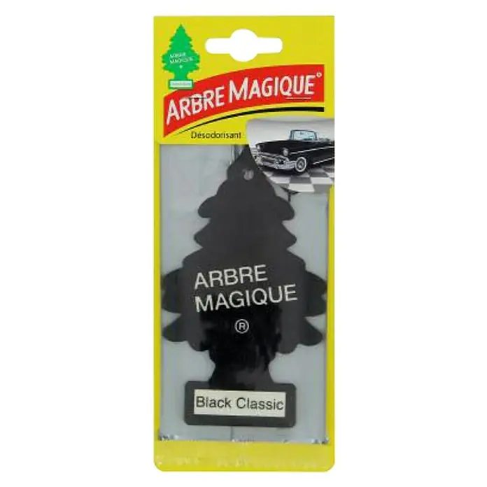 Wunderbaum Ambientador de coche - Black Ice, 8 sem., Número de componentes: 1 ud. - Ambientador "Arbre Magique Black Classic" en su embalaje original. Un clásico para un aroma agradable en tu coche.