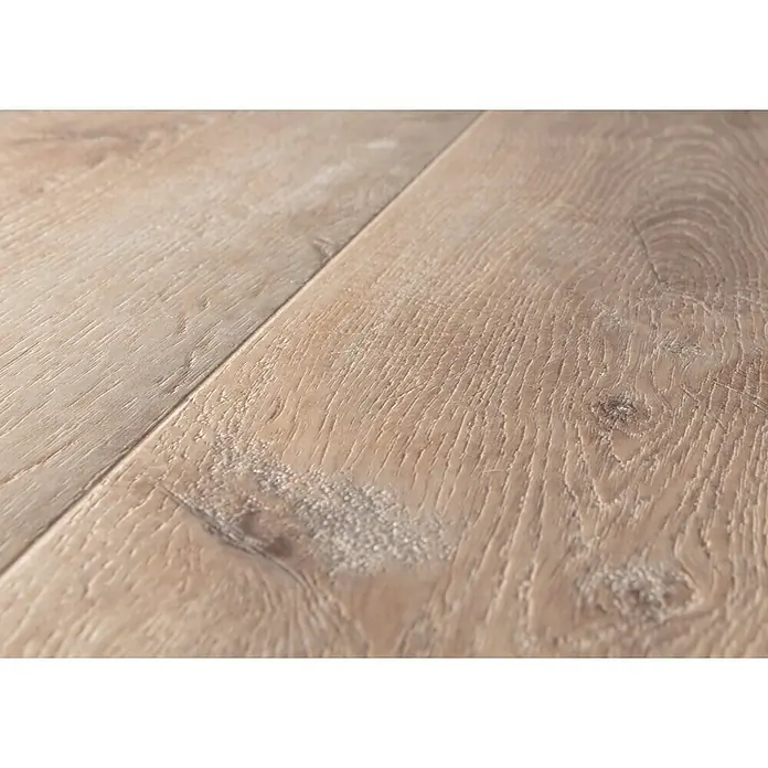 Star Clic Vinylboden More+ Golden Oak White1.210 x 220 x 5 mm, Landhausdiele, Golden Oak White - Nahaufnahme von hellem Eichenparkett mit feiner Maserung, ideal für moderne Innenräume und warme Atmosphäre.