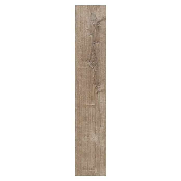 Star Clic Vinylbodenmuster More+ Smoky Oak Gold - 280 x 160 x 5 mm, Landhausdiele - Nahaufnahme einer hellbraunen Holzdiele mit Maserung und Astlöchern.
