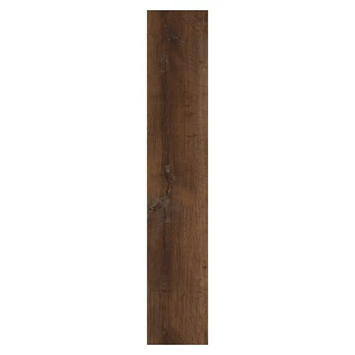 Star Clic Vinylboden More+ - Golden Oak Brown, Landhausdiele, 1.210 x 220 x 5 mm - Detailaufnahme eines rustikalen Holzpaneels mit ausgeprägter Maserung und warmen, erdigen Farbtönen. Ideal für natürliche Interieurs.