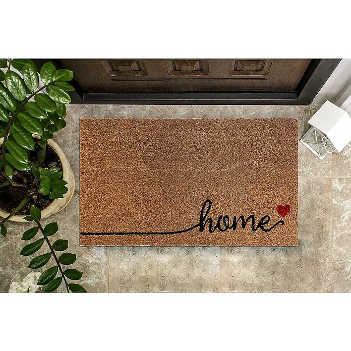 Felpudo Sweet Home - 60 x 35 cm, Negro/Natural, Home - Felpudo de fibra de coco con inscripción "home" y corazón, ideal para dar la bienvenida a los invitados y evitar que entre suciedad.