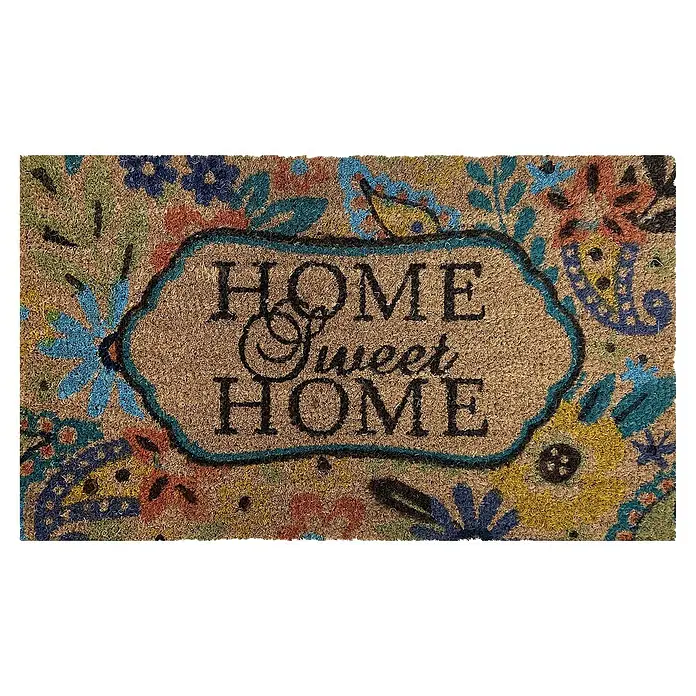 Felpudo Home Bouquet - 70 x 40 cm, Multicolor/Natural, Home Sweet Home - Felpudo decorativo con la inscripción "Home Sweet Home" y estampado floral para una zona de entrada acogedora.