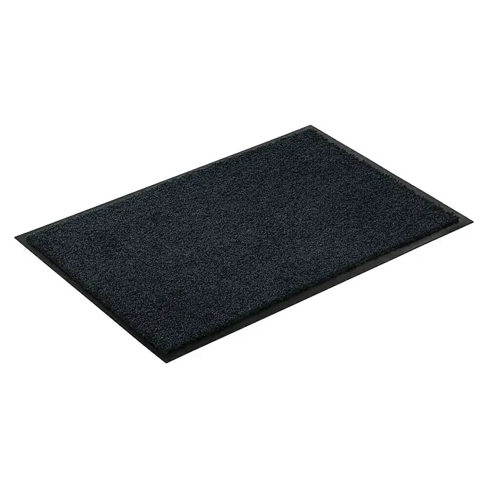 Astra Schmutzfangmatte Diamant - Schwarz, 60 x 80 cm, Material Nutzschicht: 100 % Polyamid - Nahaufnahme einer anthrazitfarbenen Schmutzfangmatte mit niedrigem Profil, ideal für den Eingangsbereich, auf schwarzem Hintergrund.