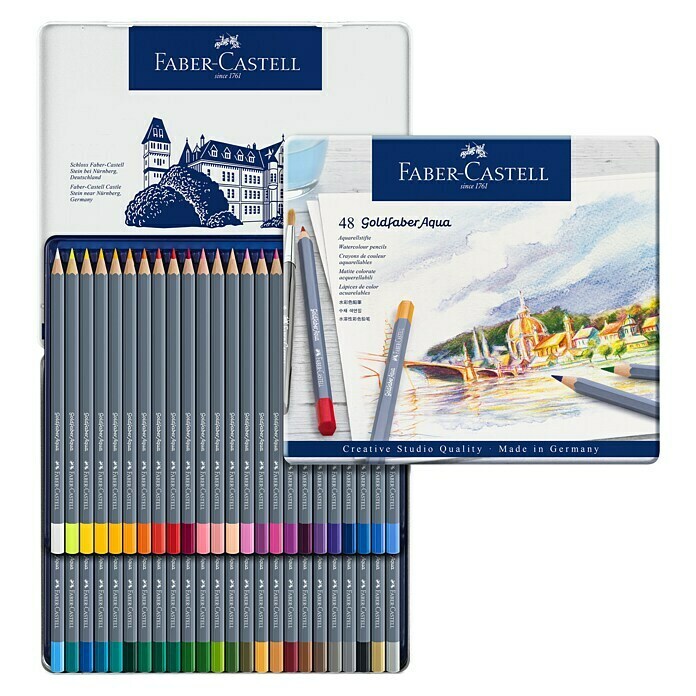 Faber-Castell Aquarellstift-Set Goldfaber Aqua48 Stk., Mehrfarbig, Strichstärke: 3,3 mm Front View