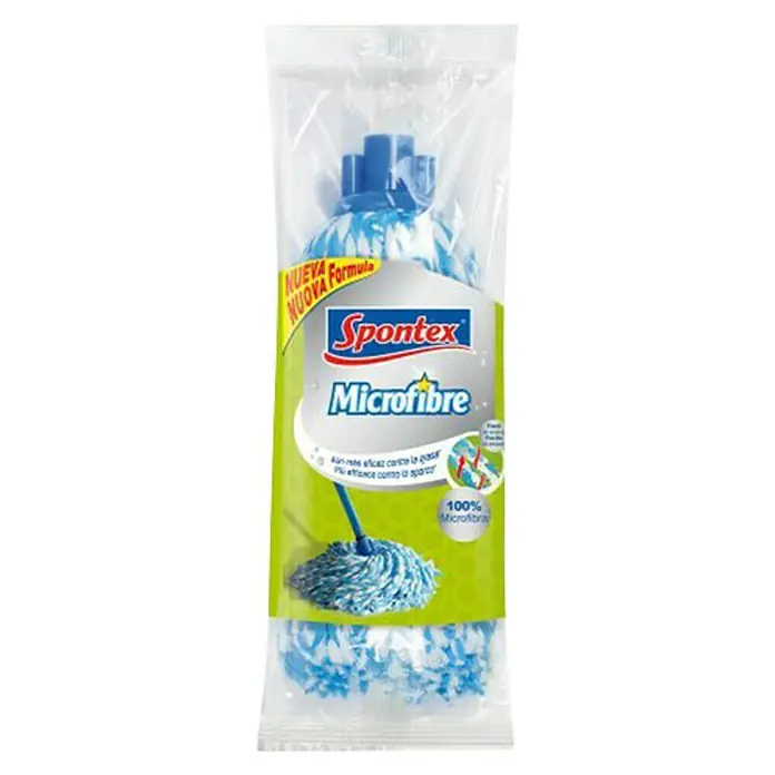Spontex Fregona de repuesto - Microfibra - Mopa de microfibra Spontex en embalaje transparente. Ideal para limpiar eficazmente diversas superficies.