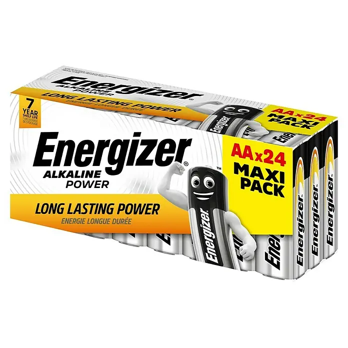 Energizer Alkaline Power Batterie Maxi Pack - Mignon AA, Alkali-Mangan, 1,5 V, 24 Stk. - Eine Packung Energizer AA-Batterien, Maxi-Pack mit 24 Stück, für langanhaltende Energie.