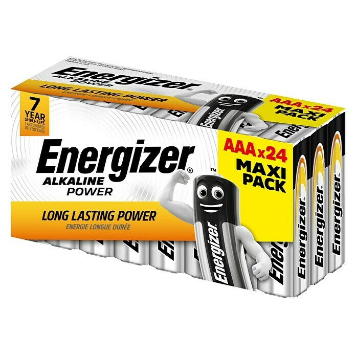 Energizer Alkaline Power Batterie Maxi PackMicro AAA, Alkali-Mangan, 1,5 V, 24 Stk. Diagonal View