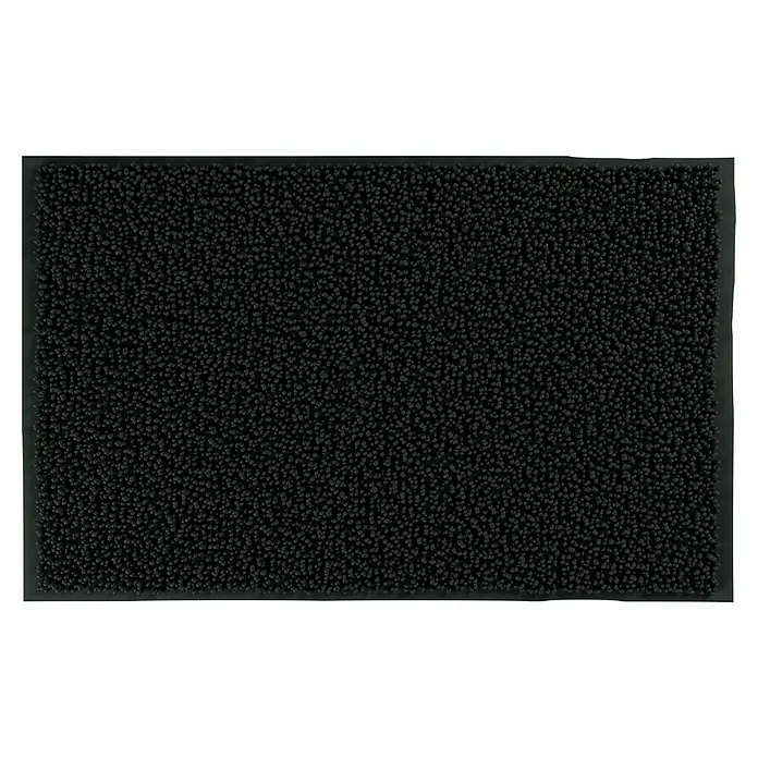 Camargue Badteppich Zottel - 50 x 80 cm, Schwarz, 100% Polyester - Schwarze Fußmatte mit Noppenstruktur für den Innen- und Außenbereich, ideal zur Schmutzaufnahme und als rutschfester Untergrund.