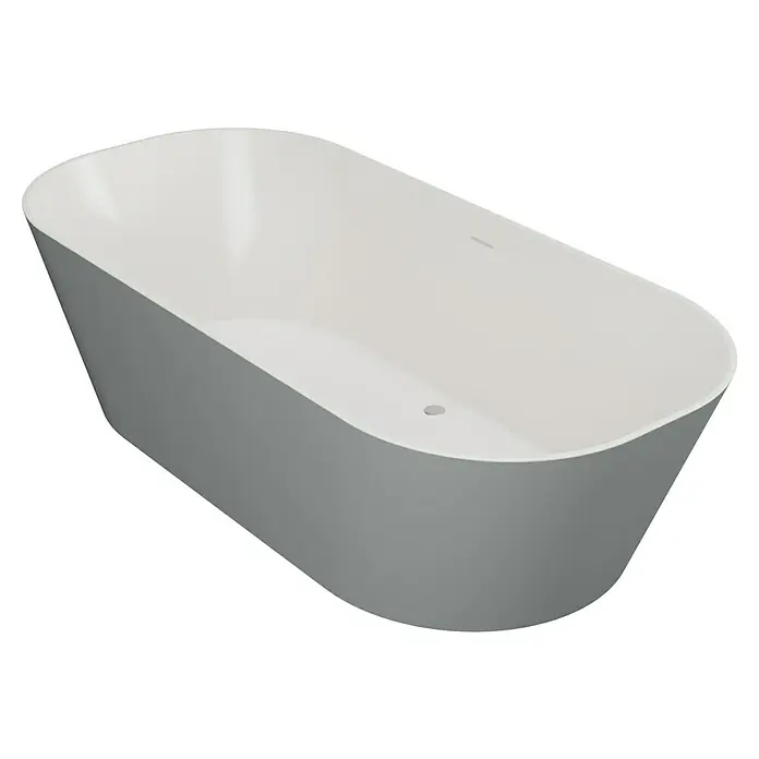 Camargue Freistehende Badewanne Torino - L x B: 170 x 80 cm, Sanitäracryl, Aluminium/Weiß - Freistehende Badewanne in Weiß. Elegantes Design für Ihr Badezimmer, mit sanften Kurven und moderner Optik.