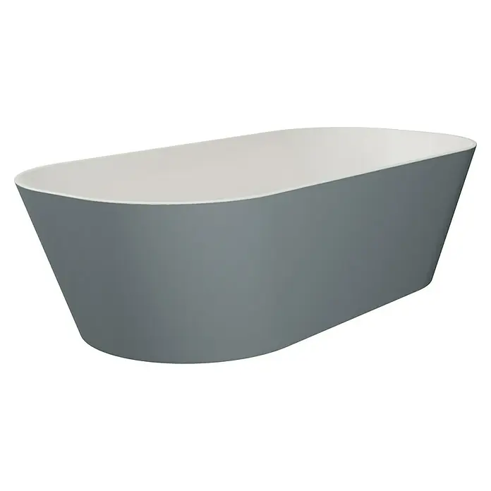 Camargue Freistehende Badewanne Torino - L x B: 170 x 80 cm, Sanitäracryl, Platingrau/Weiß - Freistehende Badewanne in Grau mit weißer Innenseite. Die moderne Formgebung macht die Badewanne zu einem Blickfang im Badezimmer.