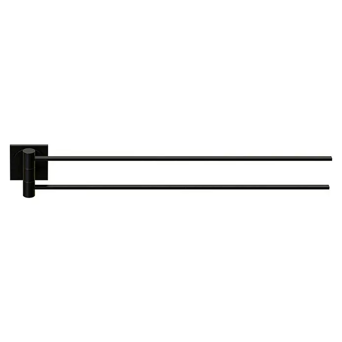 Camargue Cannes Handtuchhalter - 2-armig, Schwarz, Matt - Hier ist eine Nahaufnahme einer doppelten, schwarzen Handtuchstange, die sich ideal für die Organisation Ihres Badezimmers eignet.