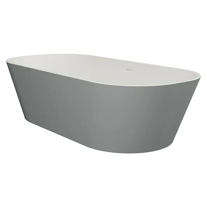 Camargue Freistehende Badewanne Torino - L x B: 170 x 80 cm, Sanitäracryl, Aluminium/Weiß - Freistehende Badewanne in schlichtem Design. Die Wanne ist in Grau gehalten und hat eine ovale Form. Perfekt für ein entspannendes Bad!