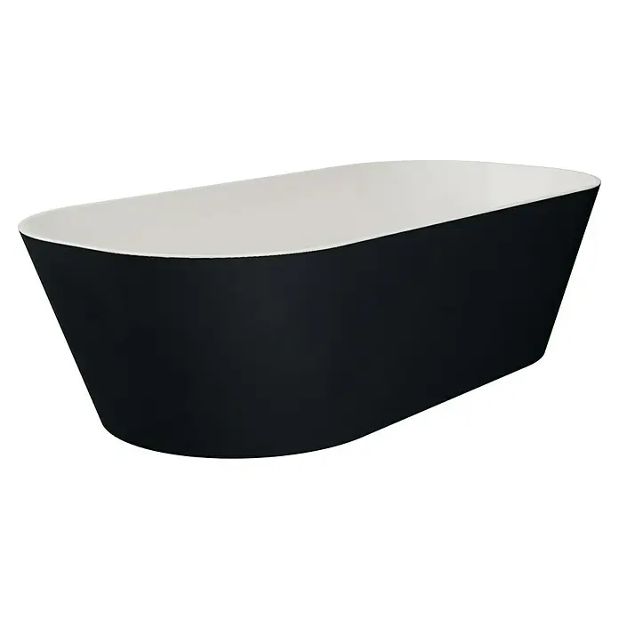Camargue Freistehende Badewanne Torino - L x B: 170 x 80 cm, Sanitäracryl, Schwarz/Weiß - Freistehende Badewanne mit schwarzer Außenseite und weißer Innenseite.