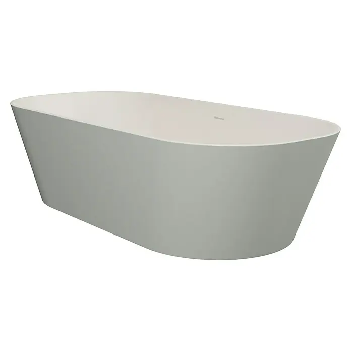 Camargue Freistehende Badewanne Torino - L x B: 170 x 80 cm, Sanitäracryl, Kieselgrau/Weiß - Freistehende Badewanne aus glattem, weißem Material, perfekt für ein modernes Badezimmer. Die Wanne bietet Komfort und Stil.