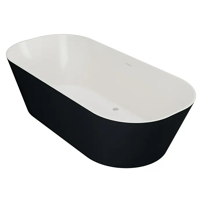 Camargue Freistehende Badewanne Torino - L x B: 170 x 80 cm, Sanitäracryl, Schwarz/Weiß - Elegante, freistehende Badewanne in Schwarz und Weiß. Das moderne Design macht sie zu einem Blickfang im Badezimmer.
