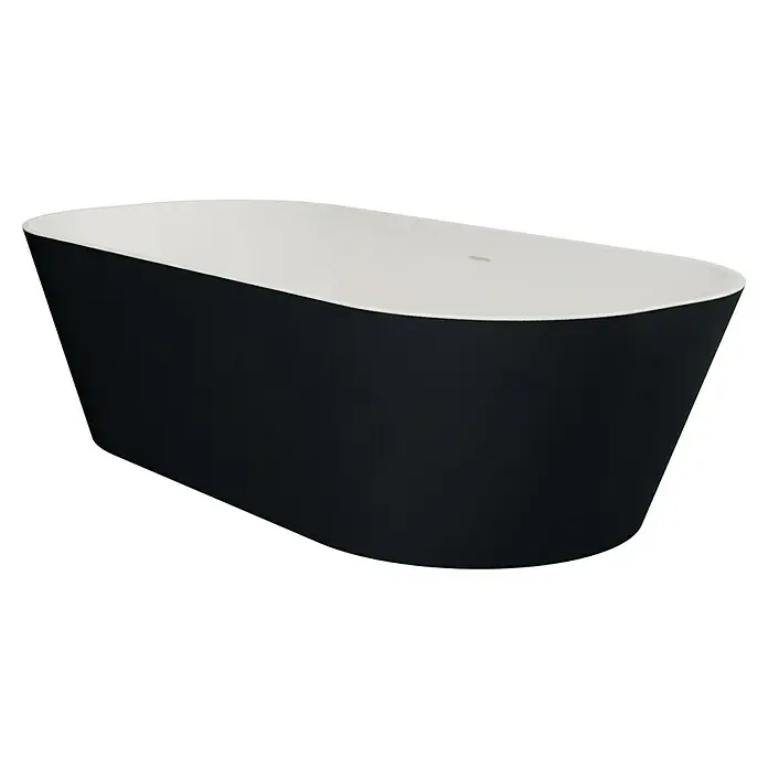 Camargue Freistehende Badewanne Torino - L x B: 170 x 80 cm, Sanitäracryl, Schwarz/Weiß - Freistehende Badewanne mit schwarzer Außenseite und weißer Innenseite. Diese elegante Badewanne ist ein Blickfang für jedes Badezimmer.
