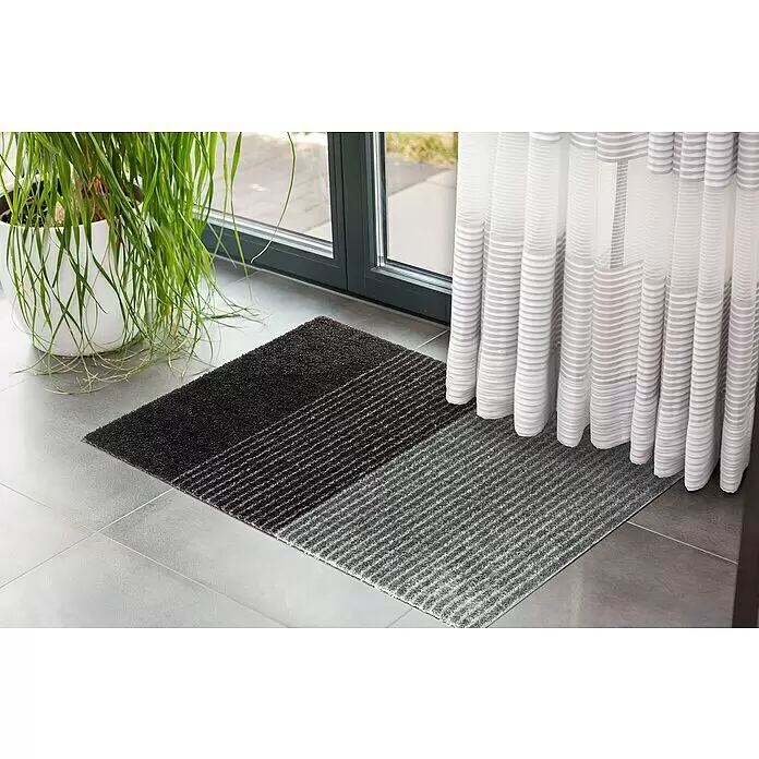 SCHÖNER WOHNEN-Kollektion Fußmatte Streifen - Anthrazit/Grau, 100 x 67 cm - Stimmungsaufnahme