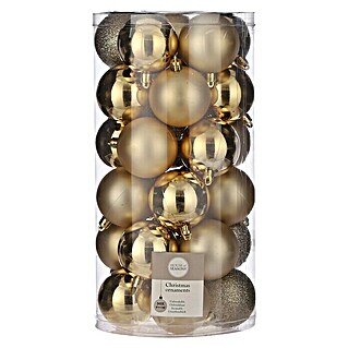 Set kuglica za božićno drvce (Zlatne boje, Plastika, Promjer: 6 cm, 30 Kom.)