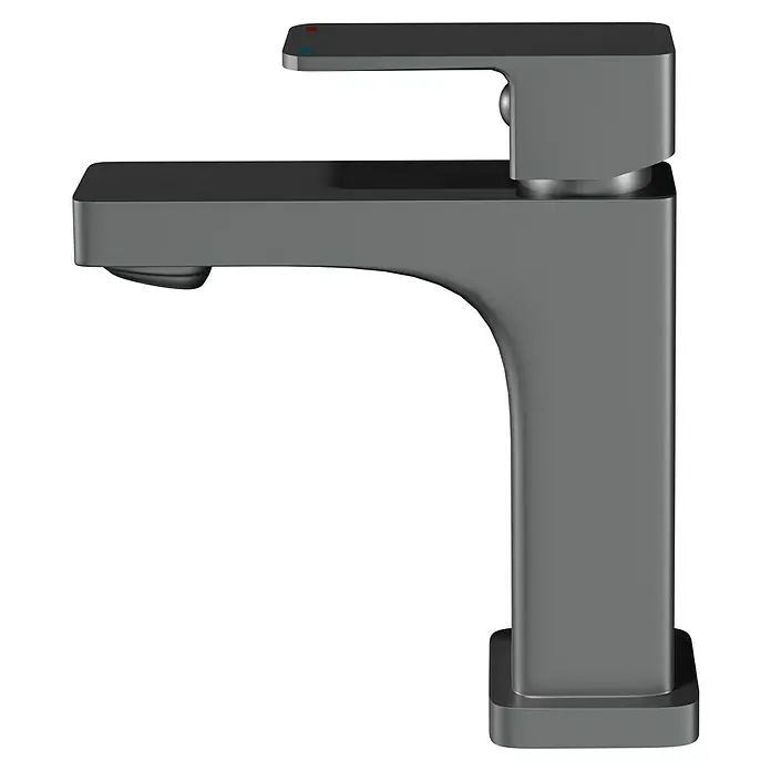 Camargue Waschtischarmatur Marbella - Graphit, Matt - Eine moderne, graue Waschtischarmatur mit einem minimalistischen Design und klaren Linien für ein stilvolles Badezimmer.