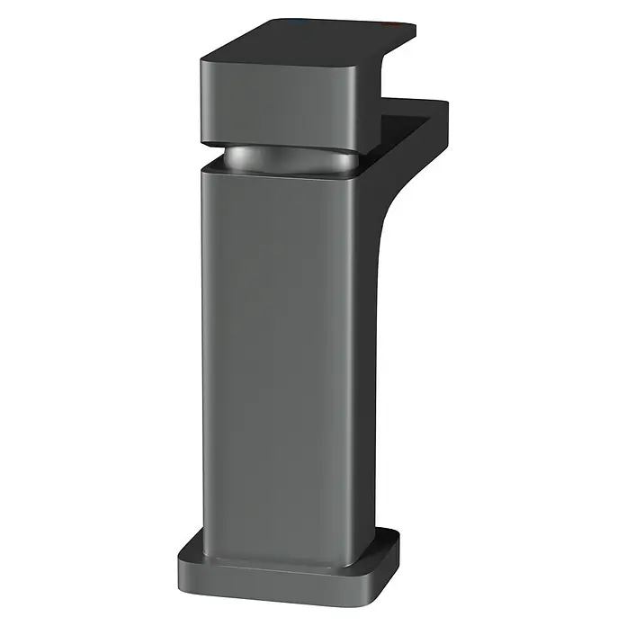 Camargue Waschtischarmatur Marbella - Graphit, Matt - Ein moderner, quadratischer Wasserhahn in Anthrazit mit abgerundeten Kanten und einer minimalistischen Formgebung.