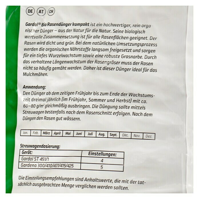 Gardol Pure Nature Bio-Rasendünger Kompakt20 kg, Inhalt ausreichend für ca.: 330 m² Detail Shot