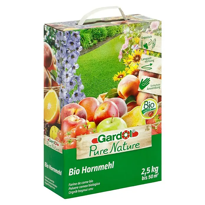 Gardol Pure Nature Hornprodukt - 2,5 kg, Max. Anwendungsfläche: 50 m² - Abbildung eines Gardol Bio Hornmehl-Produkts.