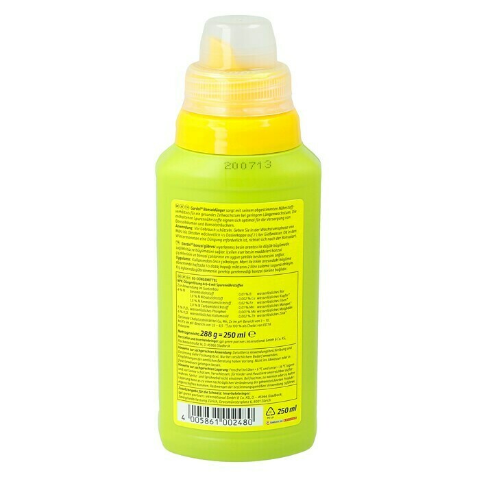 Gardol Bonsaidünger250 ml, Inhalt ausreichend für ca.: 50 l Back View